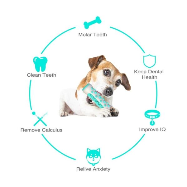 Dog Squeaky Toys For Aggressive Chewers, Tough Toothbrush Dog Chew Toy, Nearly Indestructible Rubber Toys For Pet Training, Teeth Cleaning, Playing And Chewing For Medium & Large Breeds - Image 4