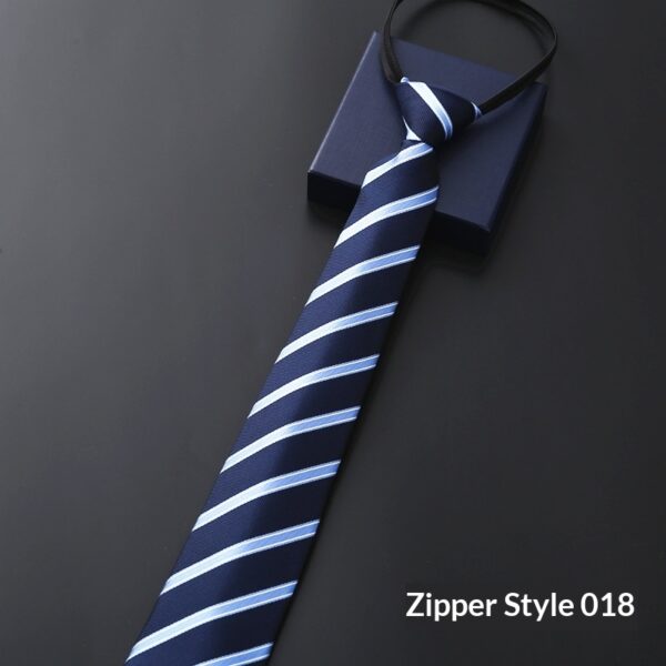 Mens Business Formal Zipper Tie With Blue Stripes - Image 38