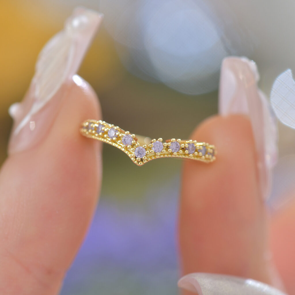 Purple Zircon Ring With Adjustable Opening