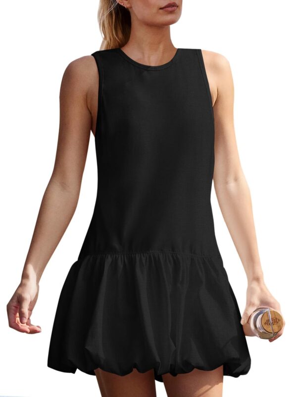 Fisoew Womens Athletic Dresses With Shorts & Pockets Backless Tennis Golf Mini Dress Bubble Hem Workout Active Outfits - Image 39