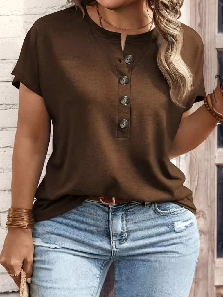 Spring Summer Womens Solid-Color Crewneck T-Shirt