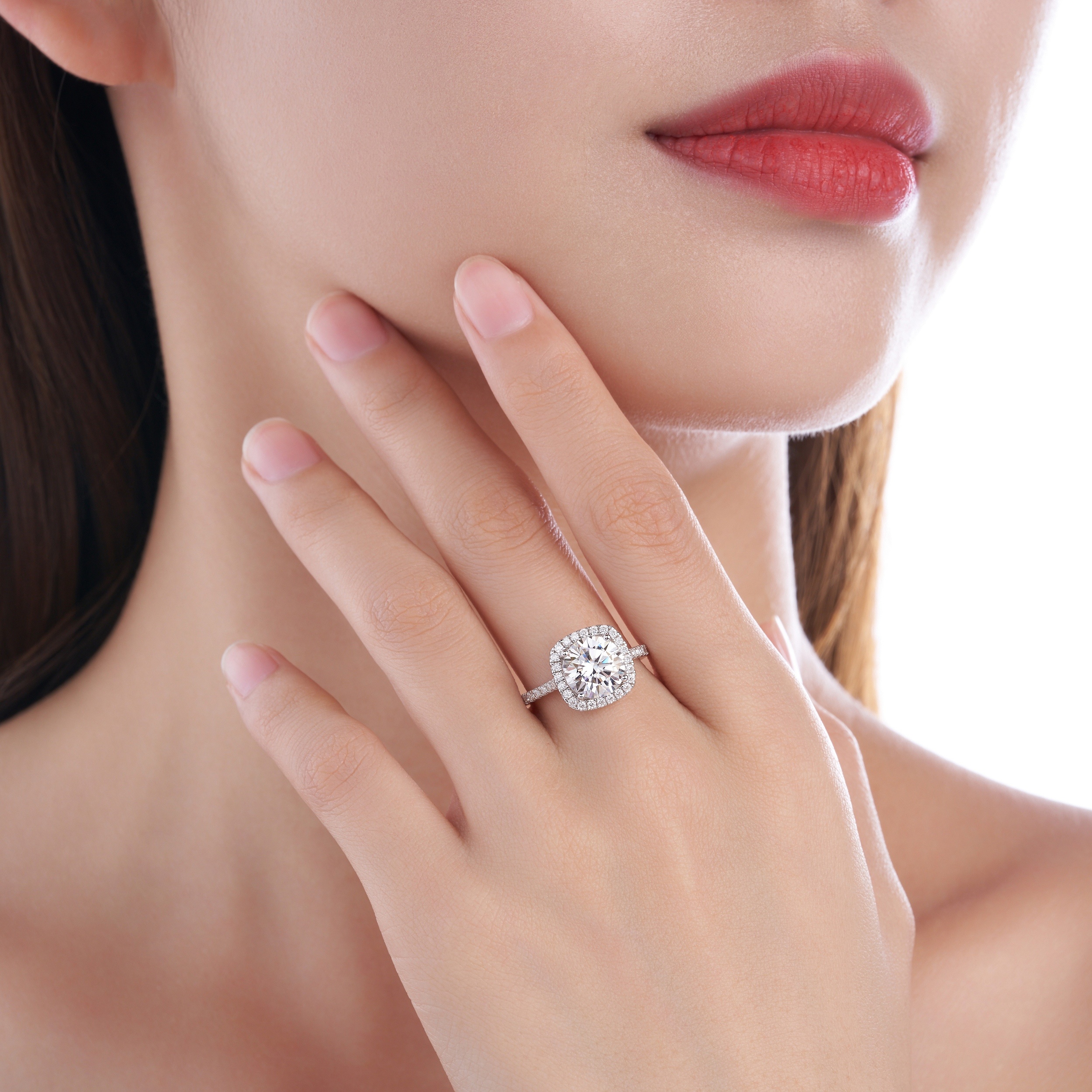 2-carat Luxury Fashion Minimalist Trend Jewelry Silver Ring Set With Top-quality Moissanite, Made Of S925 Silver With Electroplated Platinum. - Image 5