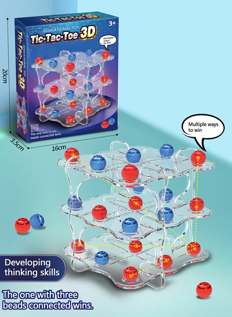 3D Triple Tic-Tac-Toe Early Learning Board Game For Kids