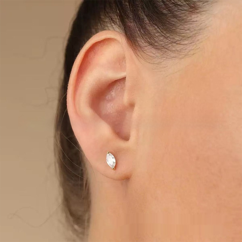 Two-claw Zircon Stud Earrings, Unique Niche Design With Zircon Inlay - Image 1