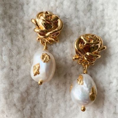 French Vintage Baroque Pearl Earrings - Image 4