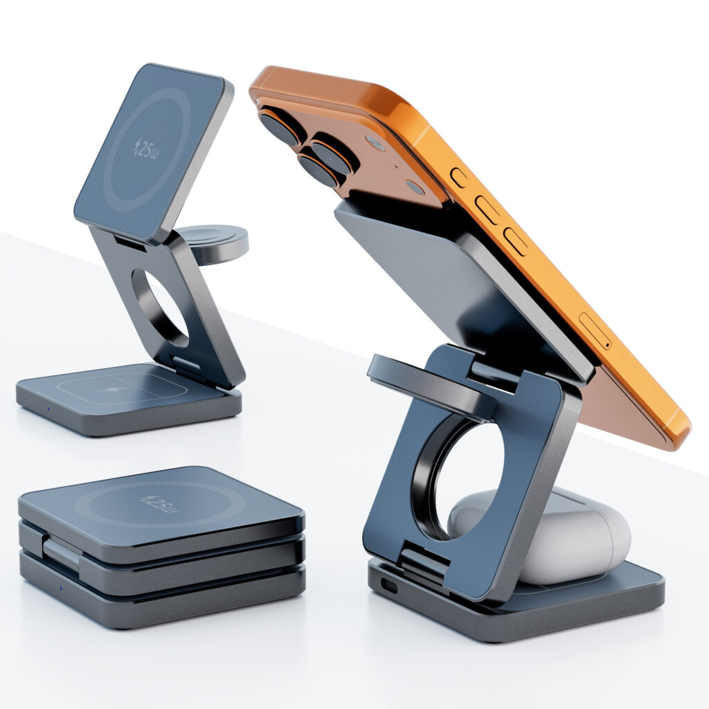 3-in-1 Foldable Magnetic Wireless Charging Desktop Stand