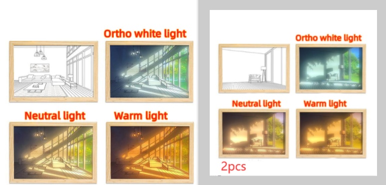 Illuminated Picture LED Decorative Light Painting Bedside Picture Style Creative Modern Simulate Sunshine Drawing Night Light Gift - Image 90