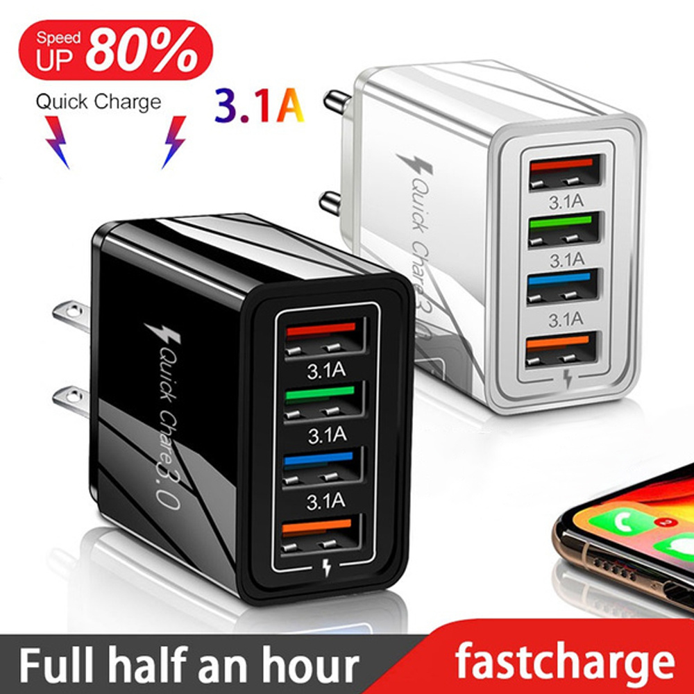 USB Charger Quick Charge 3.0 4 Phone Adapter For Tablet Portable Wall Mobile Charger Fast Charger - Image 1