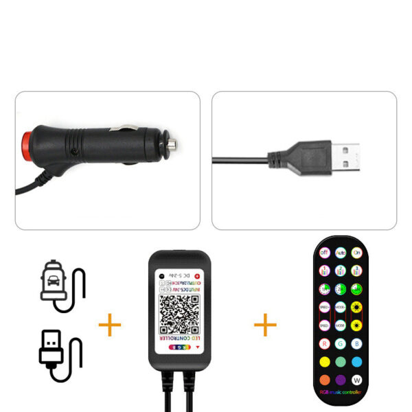 Styling Decorative Lamp LED Car Interior Light Waterproof Ambient Lamp Of Wireless Remote Music Control Car RGB Strip Lights - Image 5