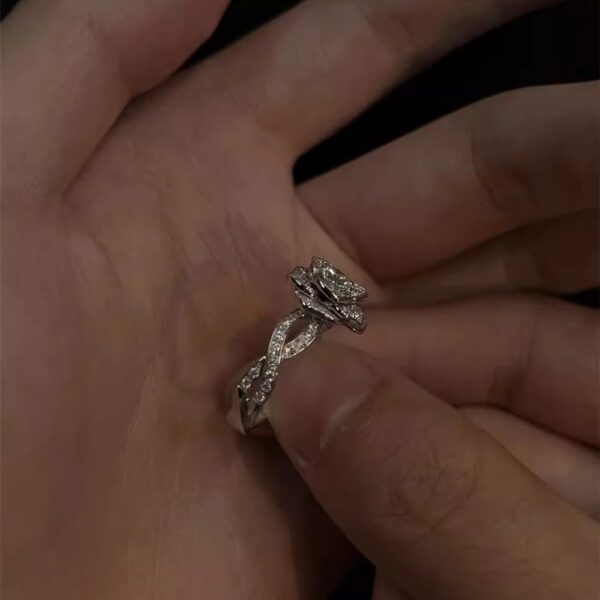 Clear And Cool Zircon Micro Inlaid Three-dimensional Rose Ring - Image 3