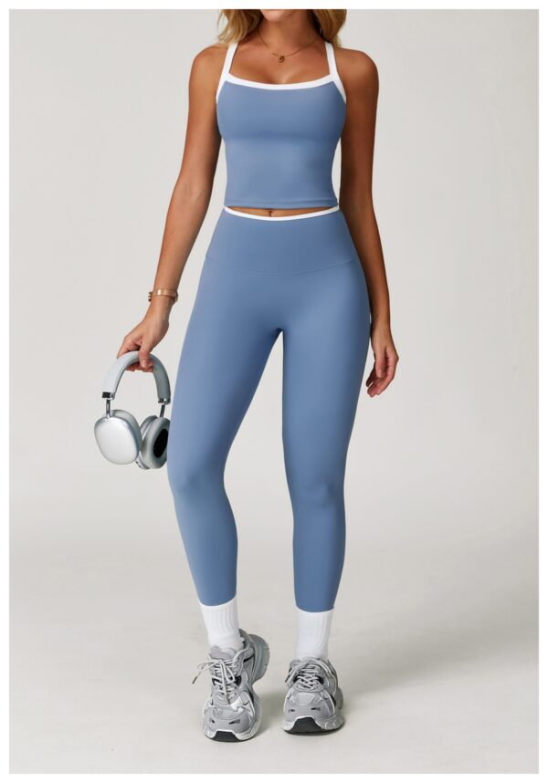 Nude-Feel Yoga Pants High-Waist Contrasting Color Quick-Dry Trousers - Image 12