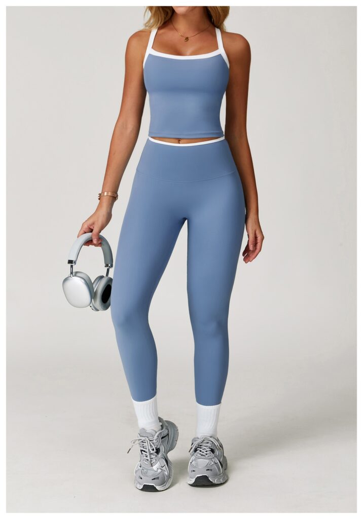 Nude-Feel Yoga Pants High-Waist Contrasting Color Quick-Dry Trousers