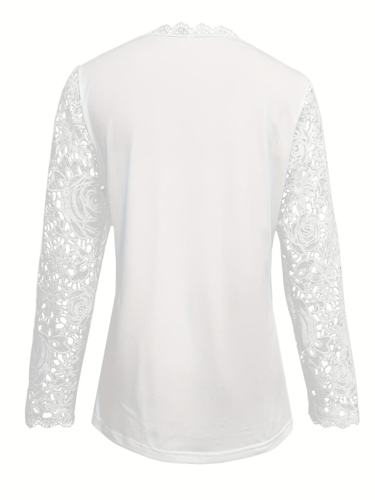 Lace Crewneck Long-sleeve Vintage Top