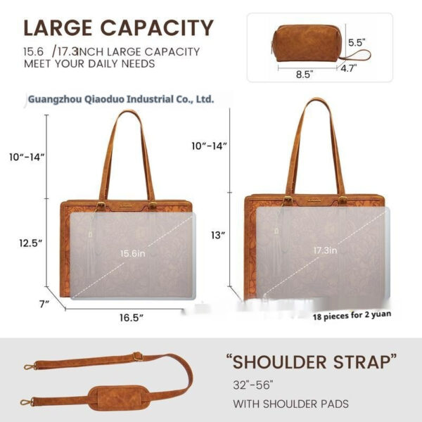 Women's Laptop Bag Vintage Leather Large Capacity - Image 3