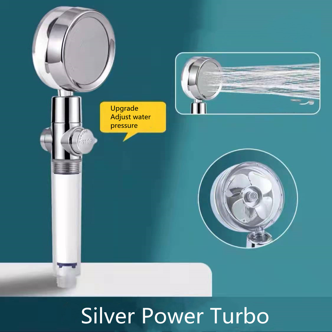 Shower Head Water Saving Flow 360 Degrees Rotating With Small Fan ABS Rain High Pressure Spray Nozzle Bathroom Accessories - Image 35