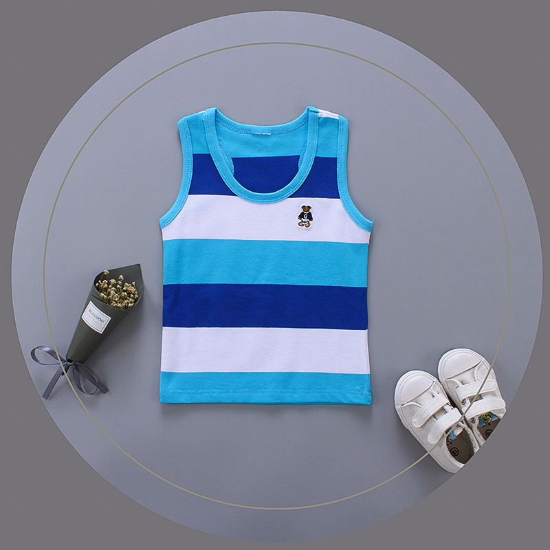 Breathable Cotton Striped Sleeveless Kids Vest - Image 26
