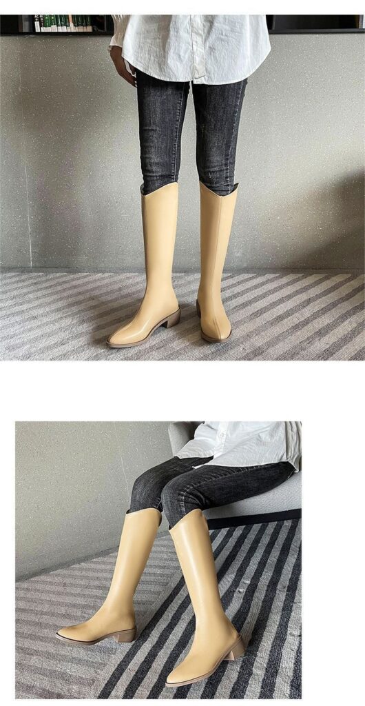 Fleece-lined Tall Chunky-heeled Pointed-toe Over-the-knee Riding Boots