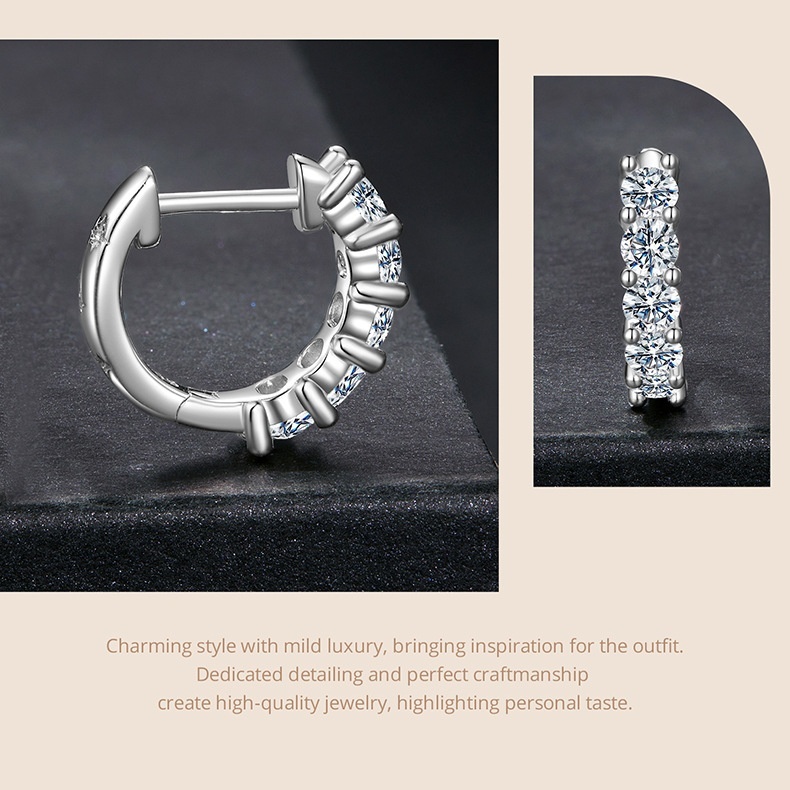 Silver Ziyun New Shining Single Row Light Luxury Moissanite Ear Clip Women - Image 3