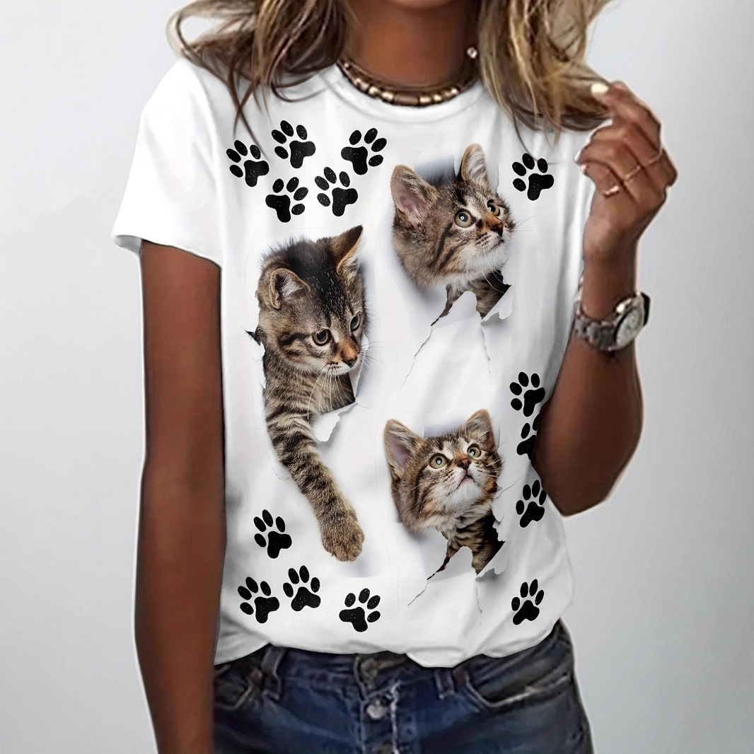 3D-printed Chic Casual Womens Short-sleeve Crewneck T-shirt - Image 5