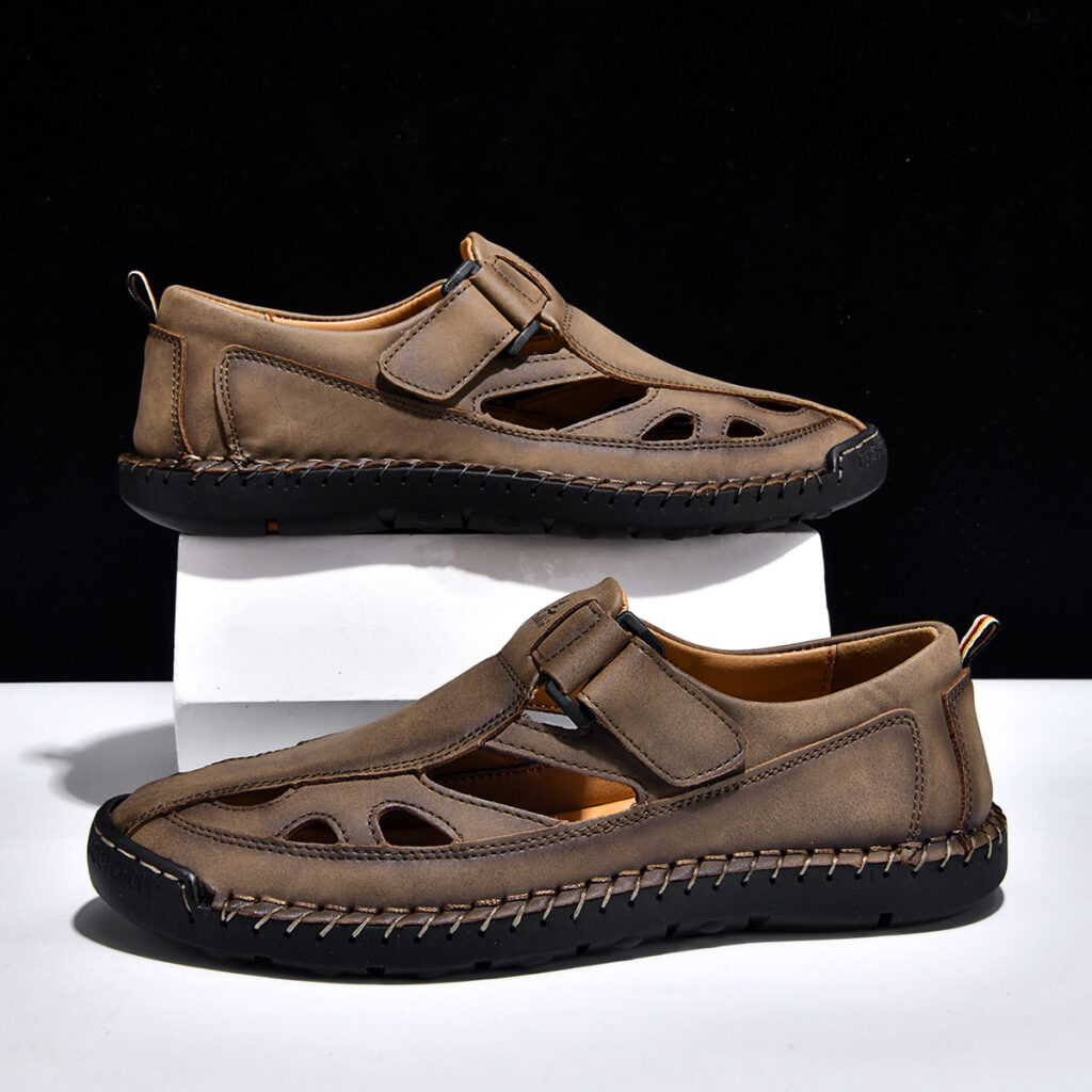 Breathable Hand-Sewn Mens Closed-Toe Sandals