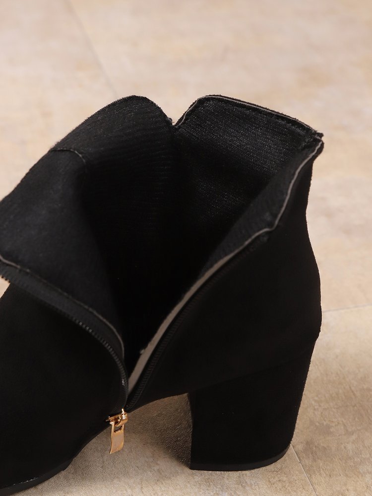 Plus-size British-style Square-toe High-heeled Versatile Womens Ankle Boots