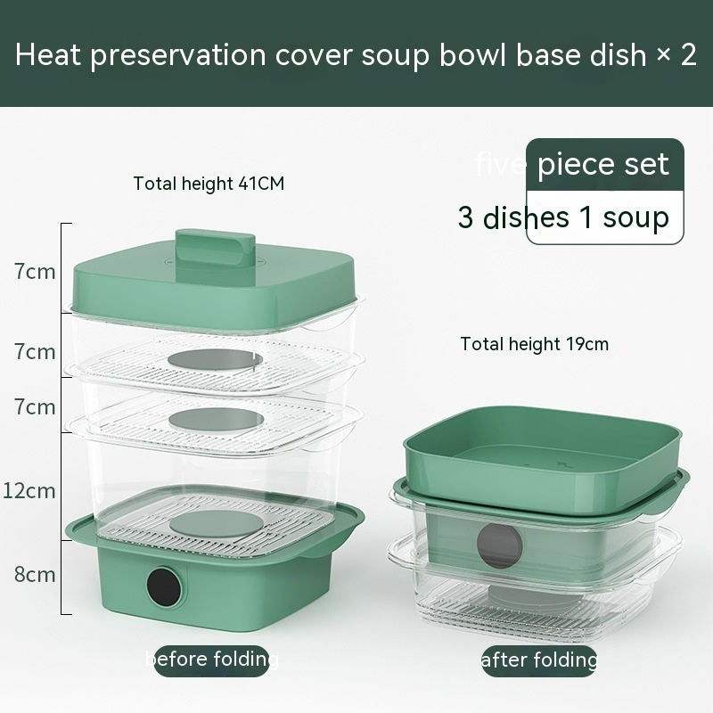Multi-layer Dish Cover Heat Preservation Kitchen Cover Dining Table Leftover Storage Box Transparent Stack Cooking Hood Steamer - Image 17