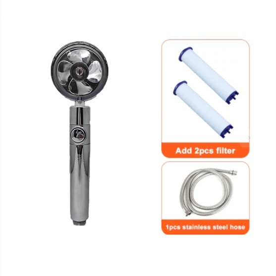 Shower Head Water Saving Flow 360 Degrees Rotating With Small Fan ABS Rain High Pressure Spray Nozzle Bathroom Accessories - Image 2
