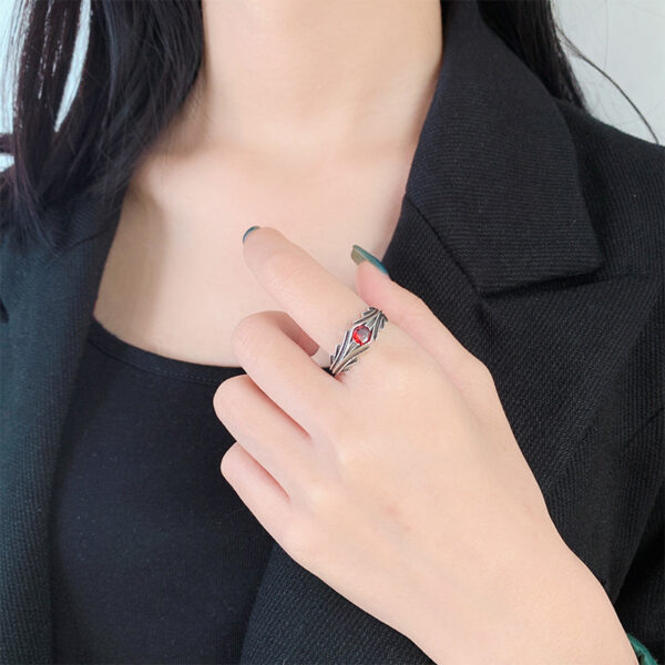 Women's Vintage Inlaid Open Ring - Image 5