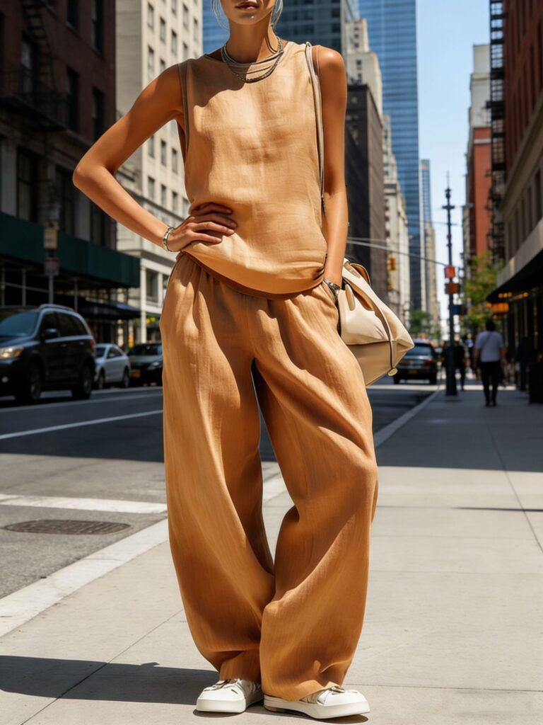 Womens Sleeveless Top And Pants Two-piece Set