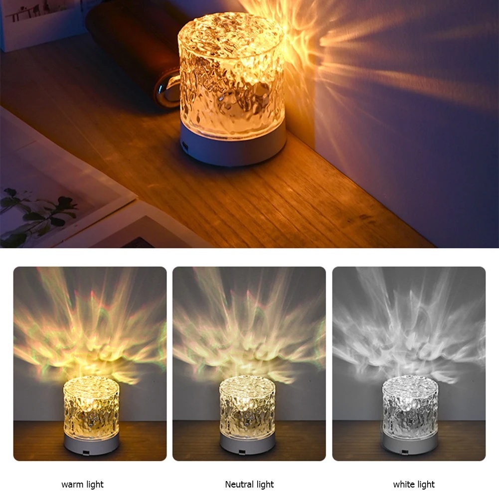 Crystal Lamp Water Ripple Projector Night Light Decoration Home Houses Bedroom Aesthetic Atmosphere Holiday Gift Sunset Lights Home Decor - Image 8