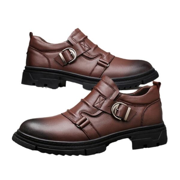 Mens Versatile Thick-Soled Genuine Leather Shoes Made From Full-Grain Cowhide - Image 4