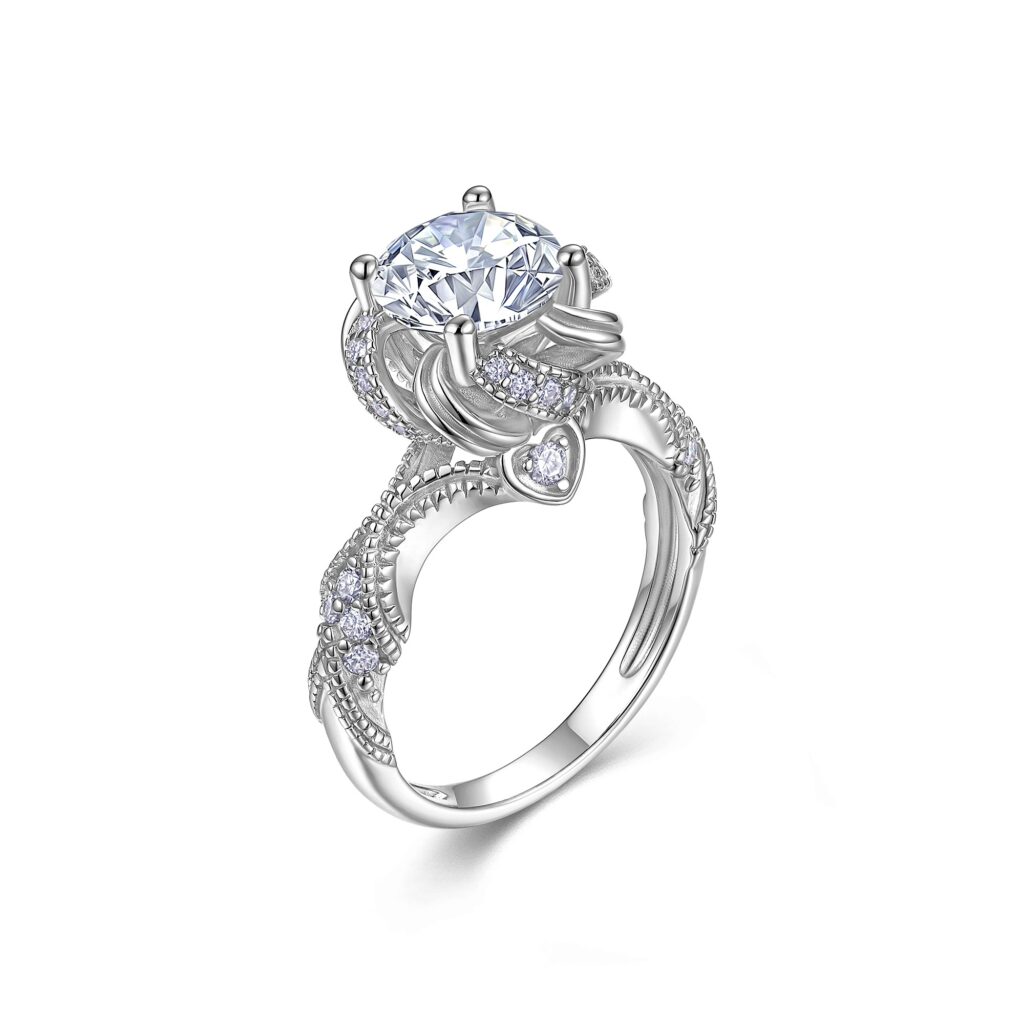 2-carat Luxury Fashion Minimalist Trend Jewelry Silver Ring Set With Top-quality Moissanite, Made Of S925 Silver With Electroplated Platinum.