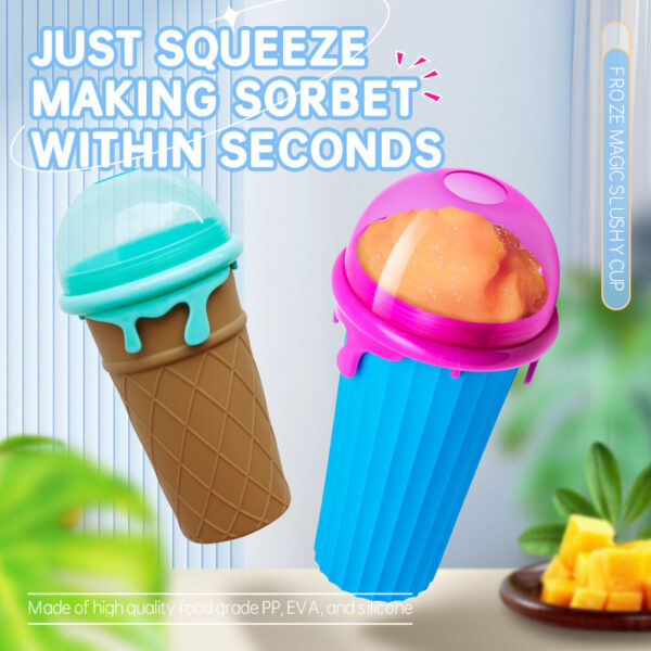 500ml Large Capacity Slushy Cup Summer Squeeze Homemade Juice Water Bottle Quick-Frozen Smoothie Sand Cup Pinch Fast Cooling Magic Ice Cream Slushy Maker Beker Kitchen Gadgets - Image 12