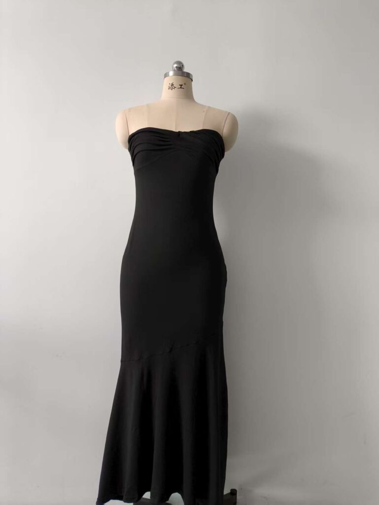 Bodycon Sheath Pleated Tube Maxi Dress