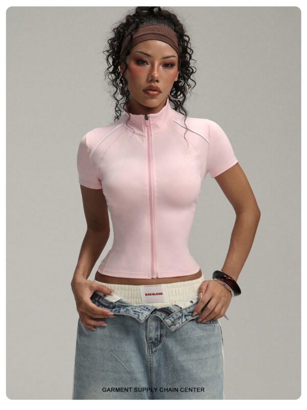 Women's Short Contrast-color Yoga And Fitness Jacket - Image 12