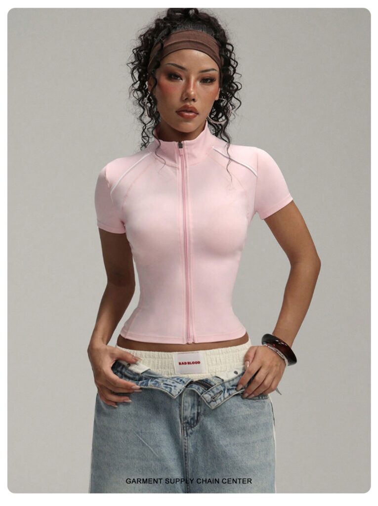Women's Short Contrast-color Yoga And Fitness Jacket