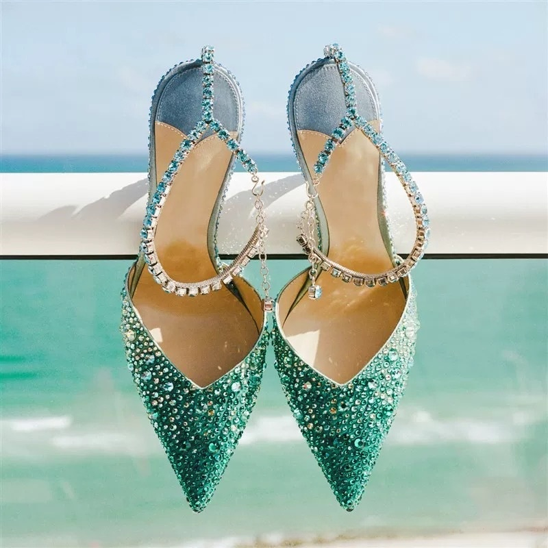 Gradient Color Full-Blown Crystal Fairy High Heels