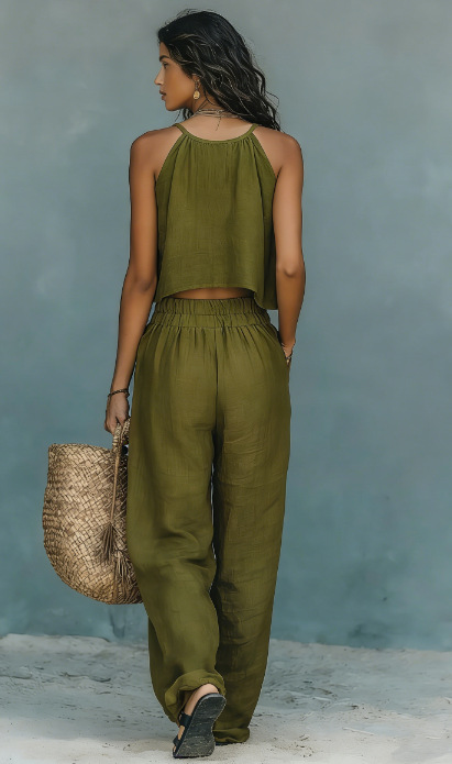 Women's Sleeveless Tank Top And Wide-Leg Pants Set - Image 14