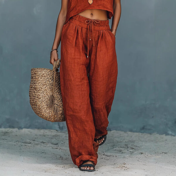 Women's Sleeveless Tank Top And Wide-Leg Pants Set - Image 8