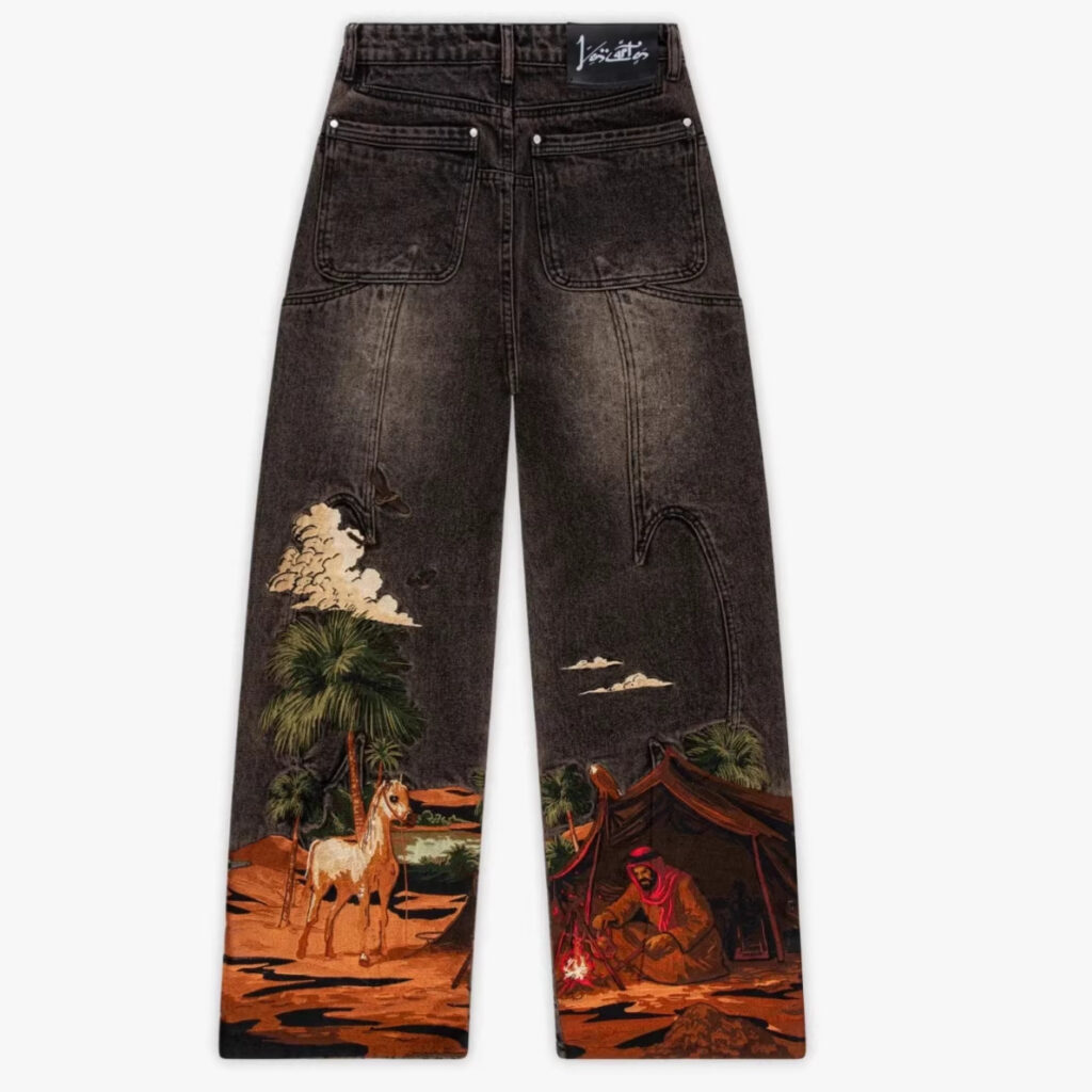 Retro American-style Heavy-stitch Embroidered Jeans For Men