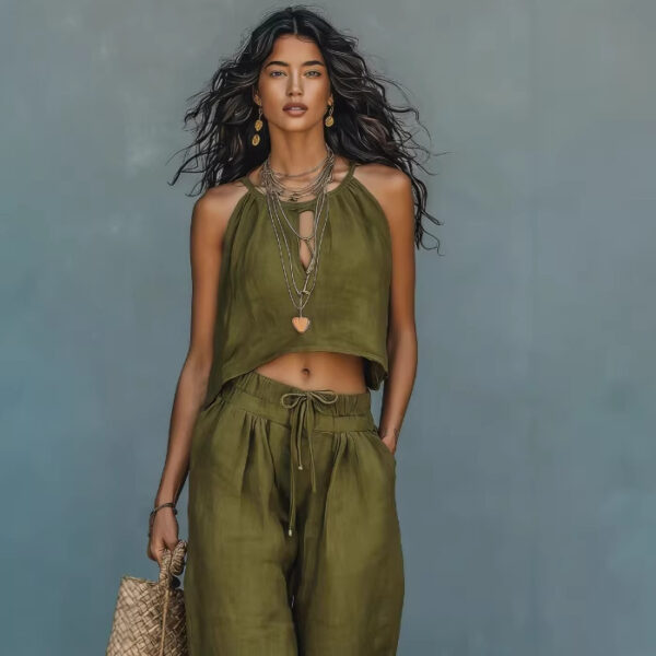 Women's Sleeveless Tank Top And Wide-Leg Pants Set - Image 9