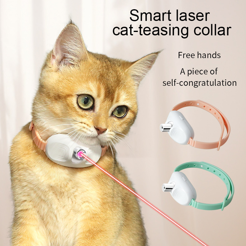 USB Charge Interactive Self Entertainment Laser Cat Teasing Collar Laser Tease Cat Magic Cat Toys Smart Tease Laser Collar - Image 1