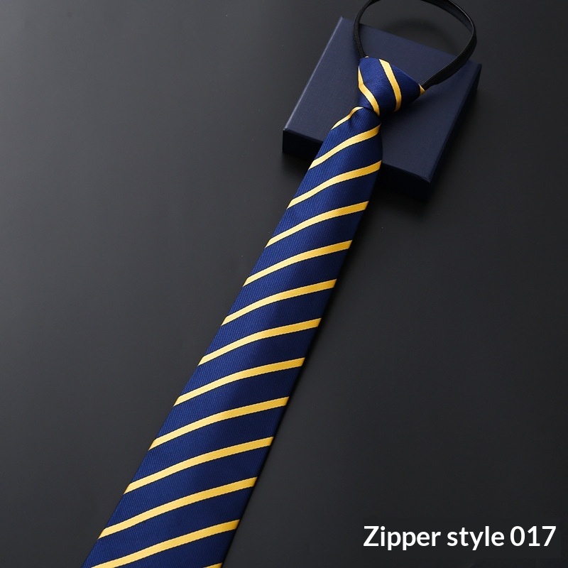 Mens Business Formal Zipper Tie With Blue Stripes - Image 37