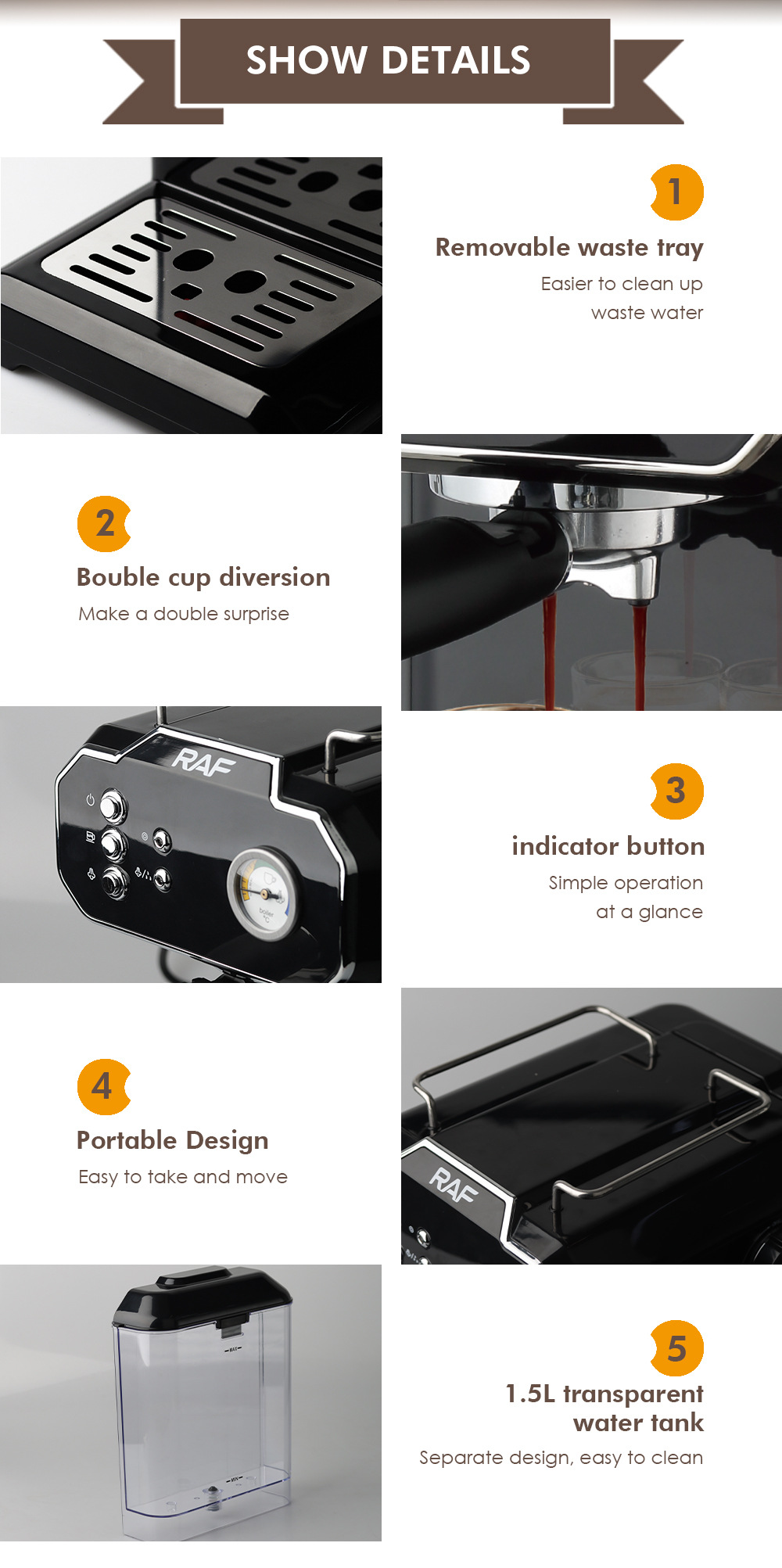 Household Small Semi-automatic High Pressure Steam Milk Froth Coffee Machine - Image 9