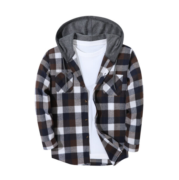 Mens Trendy Plaid Hooded Jacket - Image 2