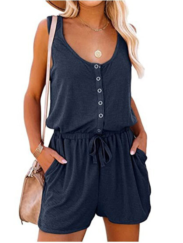 Sleeveless Jumpsuit Waist-Cinching Lace-Up