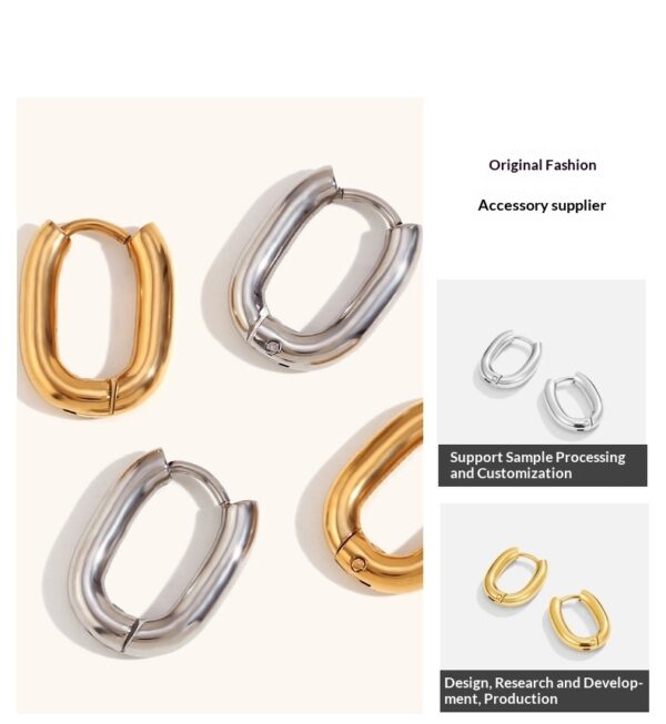 Stainless Steel 18K Gold-Plated Mini O-Ring Earrings - Image 12