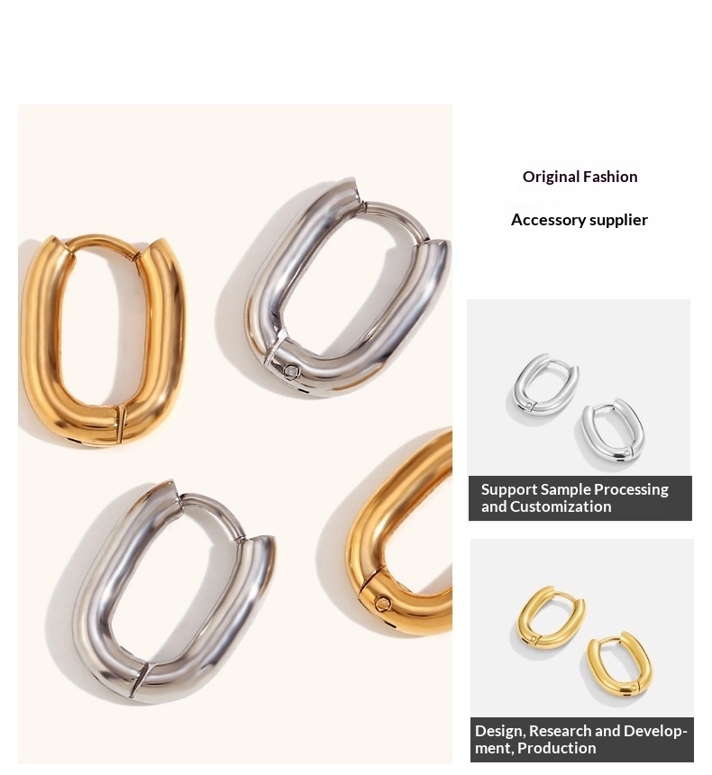 Stainless Steel 18K Gold-Plated Mini O-Ring Earrings - Image 12