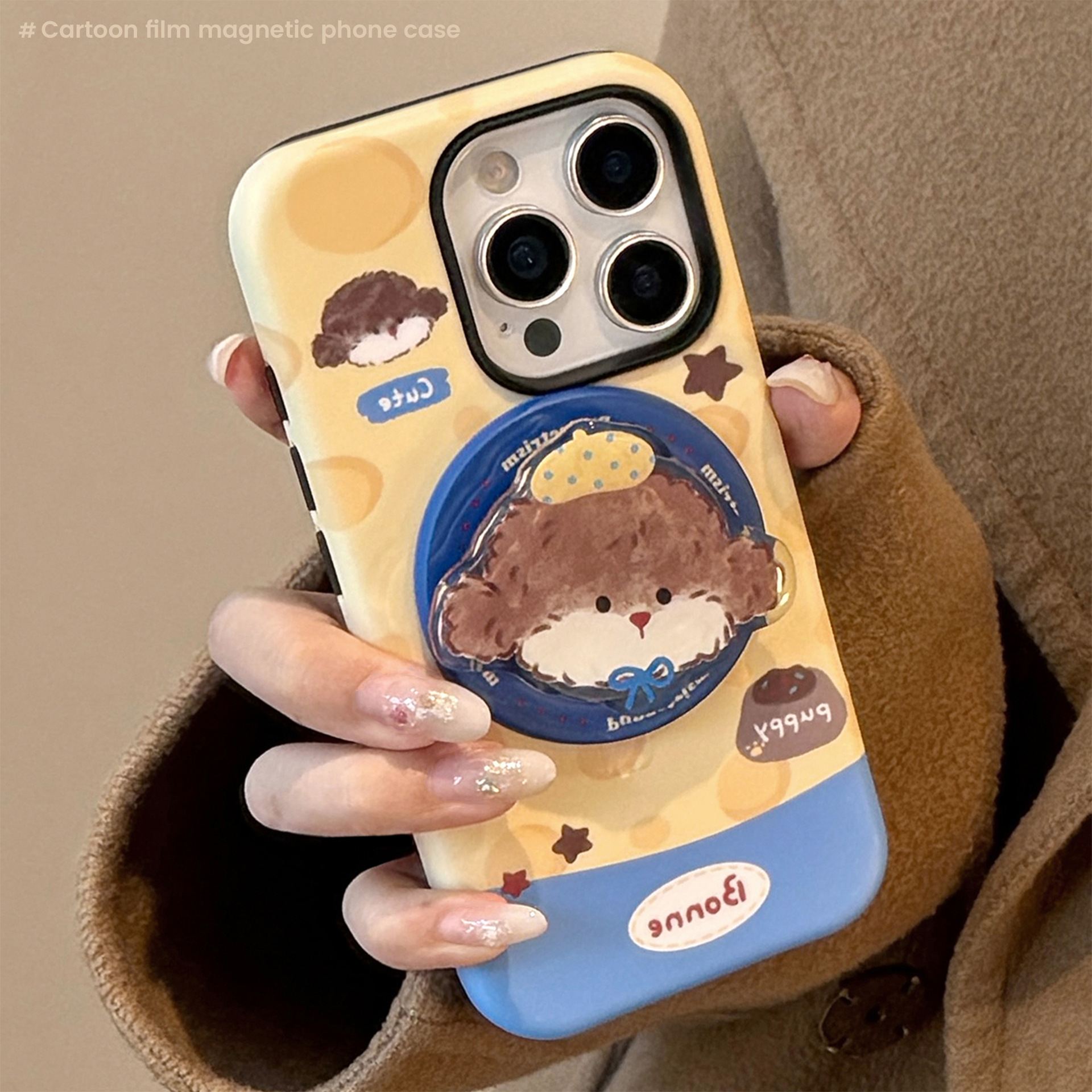 Cheese Puppy Magnetic Holder Phone Case With Cartoon Film Design - Image 27