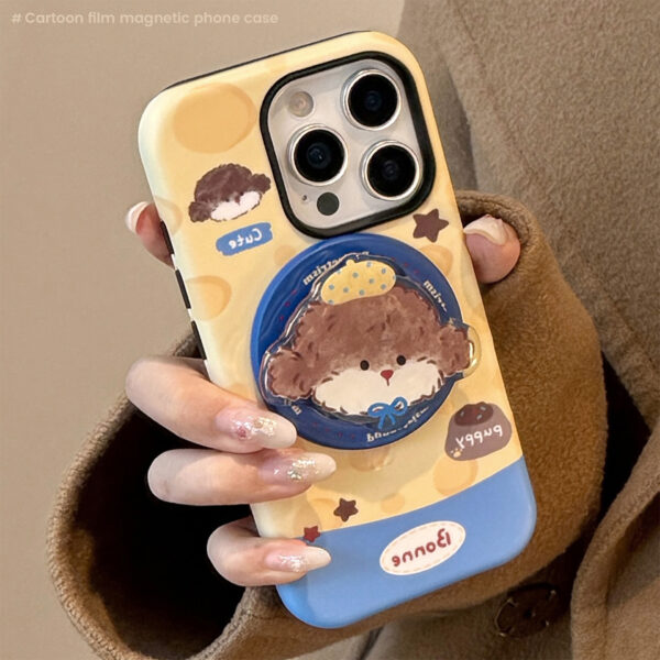 Cheese Puppy Magnetic Holder Phone Case With Cartoon Film Design - Image 22